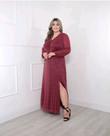 Vestido festa vinho brilhoso Plus