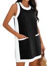 Vestido Fiona Jolin 2026 Summer Color Block sem mangas preto