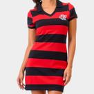 Vestido Flamengo Milly Zico Retrô Feminino - Preto e Vermelho - GG