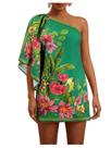 Vestido Floerns Floral One Shoulder Mini Green para mulheres Vestido Floerns Floral One Shoulder Mini Green para mulheres