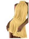 Vestido Floerns Summer Mini sem mangas, frente única, sem encosto, amarelo