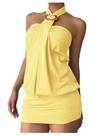 Vestido Floerns Y2k Sexy Halter sem mangas, aberto nas costas, amarelo