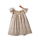 Vestido Floral De Verão Para Meninas Com Design De Smocking E Manga Flutuante, Roupas Diárias Fofas