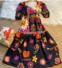 Vestido floral longo praiano, TAM único.