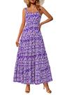 Vestido Floral Maxi sin Mangas PRETTYGARDEN Morado y Blanco Talla L