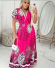 Vestido floral pink tam GG Denia Cavalcante