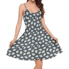 Vestido floral sem mangas Beach Cover Up Domirica azul marinho 3XL