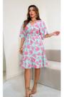 Vestido Florido Com Manga E Elástico Na Cintura Fj101