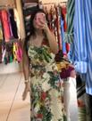 Vestido florido longo em tom verde TAM G seda