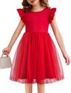 Vestido Flypigs Flutter Tutu Vestido de festa vermelho de 5 anos