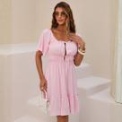 Vestido Franzido Manga Ampla Com Amarração Feminino Revanche Basileia