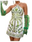 Vestido frente única MakeMeChic Summer Beach, sem encosto, verde tropical