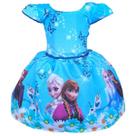 Vestido Frozen Elsa e Ana Pérolas Luxo Infantil Festa