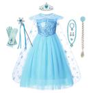 Vestido Frozen Princess Elsa para meninas de 2 anos azul poliéster Vestido Frozen Princess Elsa para meninas de 2 anos azul poliéster