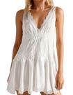 Vestido Geabal People Free Dup ES de renda com decote em V branco de verão