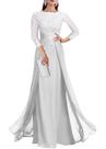 Vestido Geforsp branco para a mãe do noivo com mangas tamanho 8
