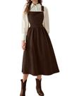 Vestido geral chouyatou feminino em veludo cotelê A Line Flare Coffee