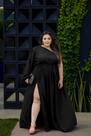 Vestido gestante longo com fenda moda feminina plus size do 48 ao 60