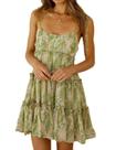 Vestido Gihuo Floral Mini Boho Flowy Skater com babados sem mangas