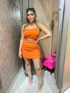 Vestido Gladys Canelado Laranja