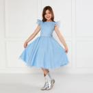 Vestido Glitter Azul Claro Manga Godê De Festa Infantil Rodado