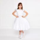 Vestido Glitter Branco Manga Godê De Festa Infantil Rodado Tamanho:16Cor:Branco