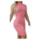 Vestido Gola Alta Canelado