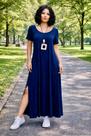 Vestido Gola Canoa Com Bolso e Fenda Moda Femenina