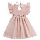 Vestido Goodplayer Toddler Baby Girl algodão linho rosa 3T