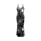 Vestido Gótico Preto Sem Mangas Para Mulheres, Estampa De Esqueleto, Longo E Justo, Robe Para Festa