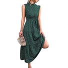 Vestido GOTOTOP de verão sem mangas, gola alta, bolinhas, verde S