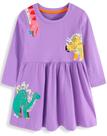 Vestido grátis LU Toddler Girls, camisa de algodão listrada 3T Dinosaur