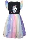 Vestido grátis para meninas, algodão casual, manga comprida, de 2 a 7 anos, com unicórnios