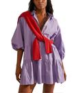 Vestido HangNifang Summer Babydoll Mini roxo de algodão feminino