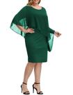 Vestido Hanna Nikole Chiffon Shutter Overlay verde escuro 16W