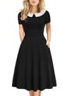 Vestido HELYO Vintage Peter Pan com gola Fit Flare XXL preto