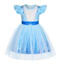 Vestido HenzWorld Princess para meninas azul branco de 5 a 6 anos