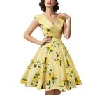 Vestido HIGAKI 1950s Tea Party com decote em V sem mangas para mulheres
