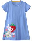 Vestido Hongshilian Little Girls: algodão, casual, 3T, morango Vestido Hongshilian Little Girls: algodão, casual, 3T, morango