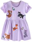 Vestido Hongshilian Little Girls de algodão de manga curta roxo 5T Vestido Hongshilian Little Girls de algodão de manga curta roxo 5T
