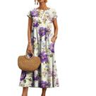 Vestido HOTYD Boho com estampa floral midi com bolsos para mulheres Vestido HOTYD Boho com estampa floral midi com bolsos para mulheres