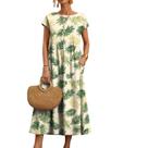 Vestido HOTYD Boho Vintage com estampa floral midi com bolsos verdes Vestido HOTYD Boho Vintage com estampa floral midi com bolsos verdes