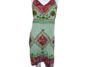 Vestido Indiano Curto Bordado Estonado Verde Floral BOHO. Vestido Indiano Curto Bordado Estonado Verde Floral BOHO.