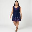Vestido Indiano Curto Regata Estonado Elástico na Cintura -