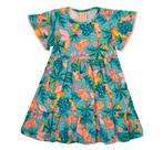 Vestido Inf.Estampado com Pompons na Manga da Hrradinhos Vestido Inf.Estampado com Pompons na Manga da Hrradinhos