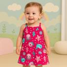 Vestido Infantil Alças Finas Floral Tropical Meia Malha Confortável Sofisticado Kyly 1000999 Vestido Infantil Alças Finas Floral Tropical Meia Malha Confortável Sofisticado Kyly 1000999
