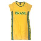 Vestido Infantil Amarelo Menina Brasil Copa do Mundo Seleção 2022