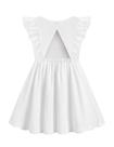 Vestido infantil Arshiner, manga com babados, sem encosto, branco 2T