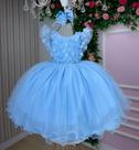 Vestido Infantil Azul Bebe Jardim Encantado