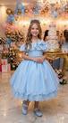 Vestido Infantil Azul Bebê Midi Festa Luxo Lese Formatura - Elegância e Conforto